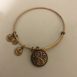 “S” charm Alex and Ani gold bangle bracelet